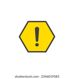 Caution Warning Sign icon. Editable vector stroke. Yellow Warning mark on white background