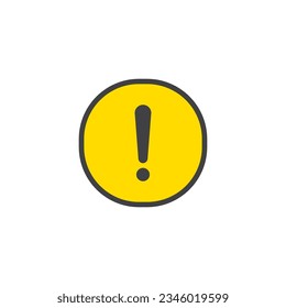 Caution Warning Sign icon. Editable vector stroke. Yellow Warning mark on white background