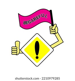 caution warning sign icon, perfect for icon, mascot, poster, advertisement, etc