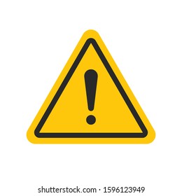 Caution warning sign message. Editable triangle hazard symbol vector icon with stroke for 64x64 pixel design. A flat yellow symbol with exclamation mark isolated on white background. Danger notice.