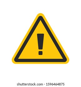Caution warning sign message. Editable triangle hazard symbol vector icon with stroke for 64x64 pixel design. A flat yellow symbol with exclamation mark isolated on white background. Danger notice.