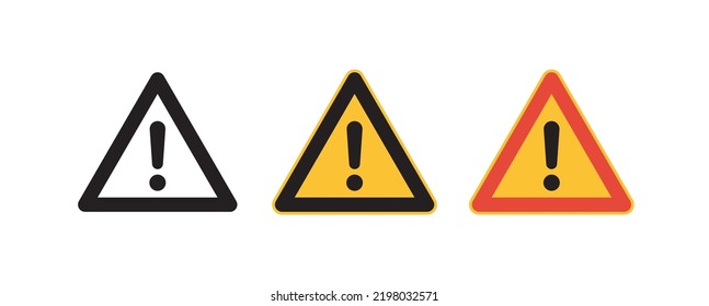 Caution warning signs and attention symbol exclamation mark danger signs flat vector illustration.