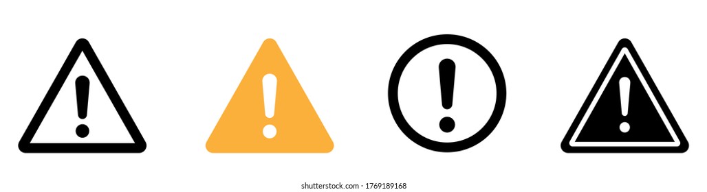 Caution warning signs. Exclamation danger sign. Warnings, attention sumbol. Triangle warning flat style - stock vector.