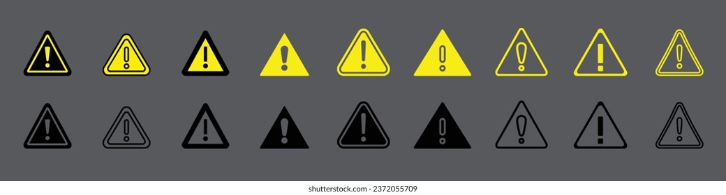 Caution warning signs icon set. Exclamation marks icon, Exclamation mark isolated. Color vector Attention caution sign. Flat warning symbol. Caution Warning Sign Sticker. Hazard warning attention sign