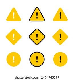 Caution warning signs set. Exclamation marks. Road signs with exclamation marks. Caution road signs.