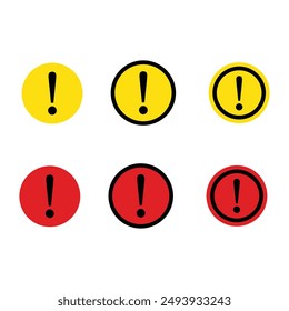 Caution warning signs set. Exclamation marks. Vector icon. Warning, precaution, attention, alert icon, exclamation mark in triangle shape.