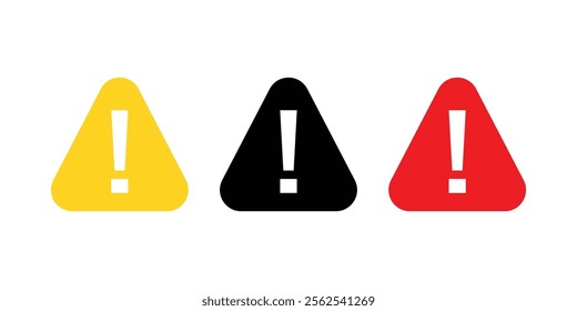 Caution warning signs set with Exclamation mark. Caution Warning Signs Set, Exclamation Mark Alert Symbol Design