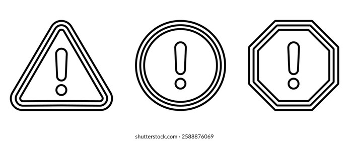 Caution warning signs set. Exclamation marks	
