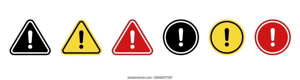 Caution warning signs set. Exclamation marks