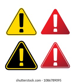 Caution, warning signs symbol set in red, yellow and black color