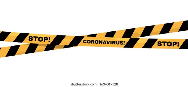 Caution warning strip. Stop Coronavirus Chinese coronavirus 2019-nCoV. Vector illustration. 