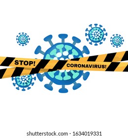 Caution warning strip. Stop Coronavirus Chinese coronavirus 2019-nCoV. Vector illustration. 