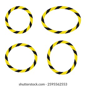 Caution warning stripes frame set vector illustration on isolated background