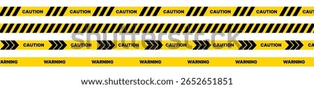 caution warning tape set: designed for industrial safety, roadwork, construction, and hazard zones. Vector illustration.	
