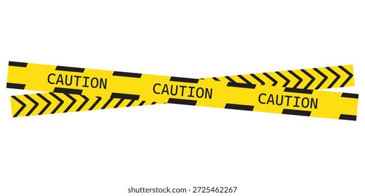 Caution, warning tape in yellow and black color, warning ribbons on a transparent background.