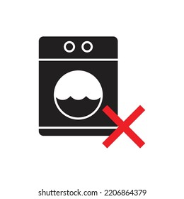 Caution washing machine icon design.Forbidden Prohibited Warning, caution, attention, restriction label danger. No Washer vector icon. Washer flat sign design. Do not use Wash machine symbol