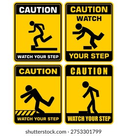 Caution, Watch your step, sign set vector
