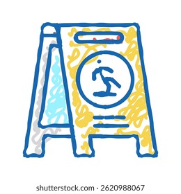 cuidado piso molhado ícone doodle esboço vetor. cuidado piso molhado sinal. símbolo isolado ilustração