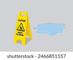 Caution Wet Floor Folding Safety Sign. As a marker for floors that are slippery and can be dangerous for people to slip.