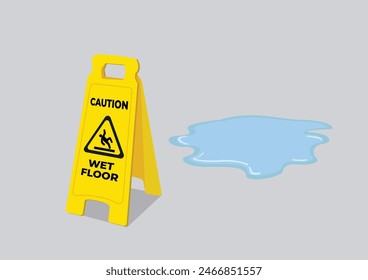 Caution Wet Floor Folding Safety Sign. As a marker for floors that are slippery and can be dangerous for people to slip.