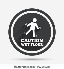 Caution wet floor icon. Human falling symbol.