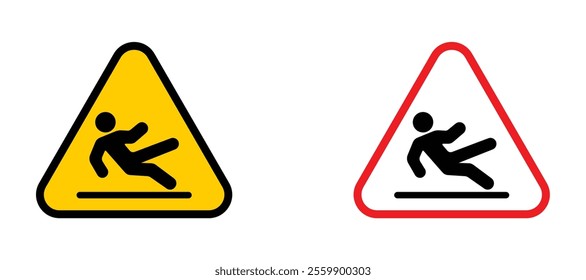 Caution wet floor Icon set in black color for ui designs