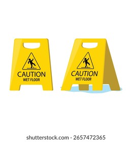 Precaución Diseño de Vector de Icono de Piso Húmedo.