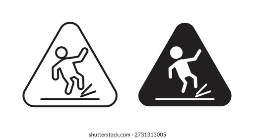 Vorsicht nasse Bodensymbole. Lineares Vektorsymbol einzeln auf weißem Hintergrund.