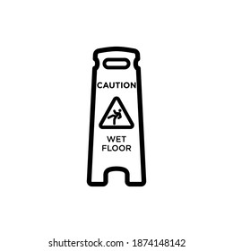 caution wet floor line icon vector illustration design