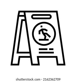 caution wet floor line icon vector. caution wet floor sign. isolated contour symbol black illustration