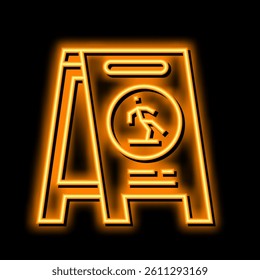 caution wet floor neon light sign vector. caution wet floor illustration