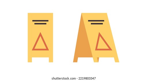 Caution wet floor sign and cleaning service warning sign concept flat vector illustration.