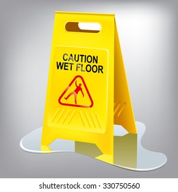 Caution wet floor sign. Easy editing.