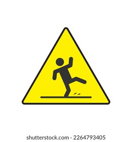 Caution wet floor sign icon. Slippery vector ilustration.