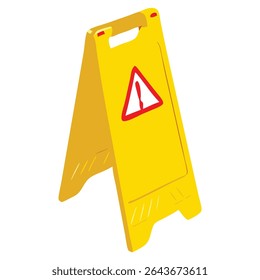 Ilustração da placa de piso molhado para segurança e prevenção de acidentes em espaços públicos e privados