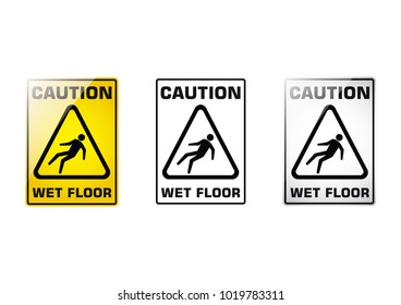 Caution wet floor sign isolated on white background, Security Warning, yellow, Vector, EPS10