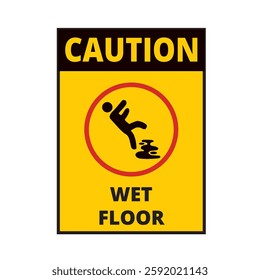 Caution wet floor sign isolated on a white background
