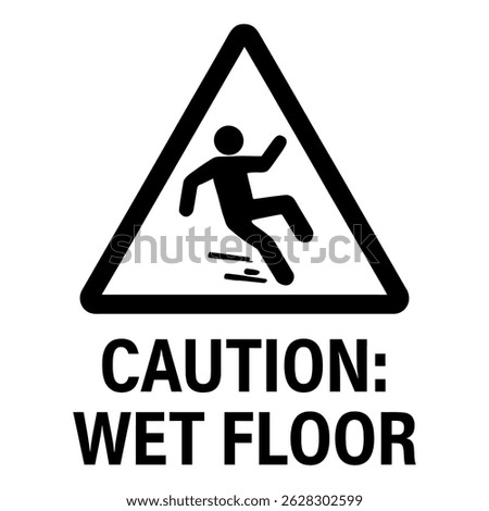Caution wet floor sign slippery surface hazard warning safety first prevention accident risk danger area