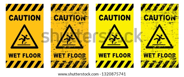 Caution Wet Floor Sign Slippery Floor Backgrounds Textures