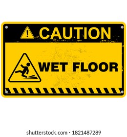 Caution, wet floor, sign and sticker