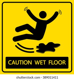 caution wet floor sign and symbol vector illustration