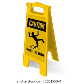 Caution Wet Floor Sign Vector