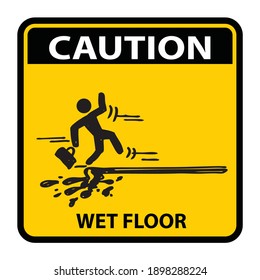 Caution, Wet Floor Sign Vector