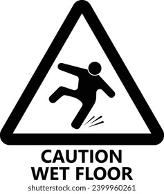  Caution wet floor sign vector