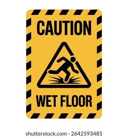 Caution Wet Floor Sign Vector – Slippery Surface Hazard Warning – Editable Safety Label