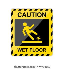 Caution, Wet floor Sign. Vector