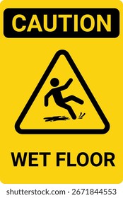 Caution Wet Floor sign, Yellow square sign