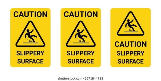 Caution Wet Floor Sign, Yellow square sign, Set of 3 signs
