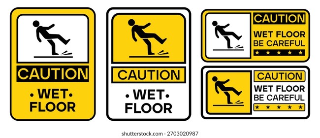 Precaución Señales de piso húmedo Colección de Vector