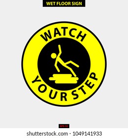 Caution wet floor, slippery and warning for pedestrian sign in vector style version, easy to use and print